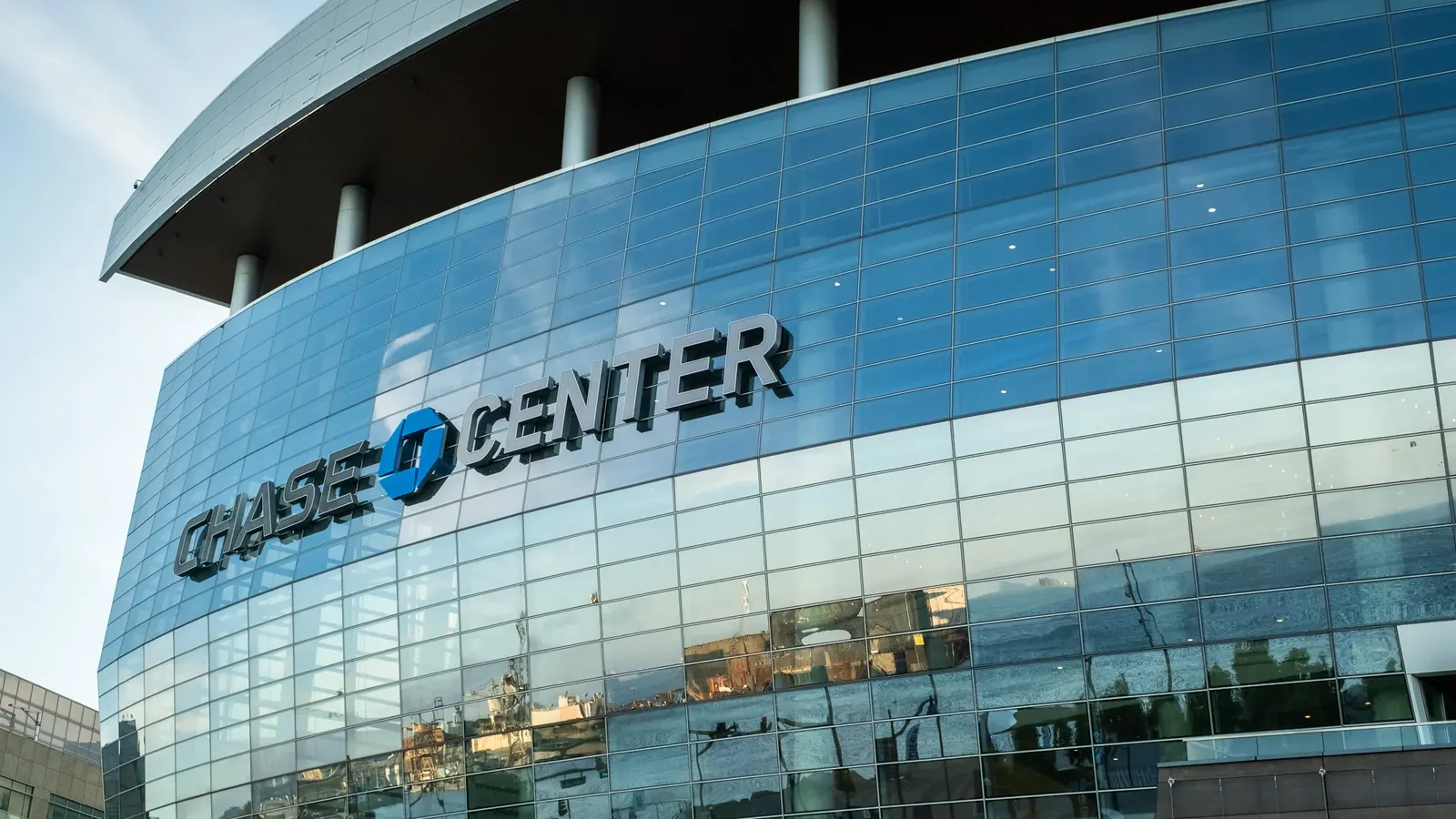 Exterior of Chase Center photographed at an event